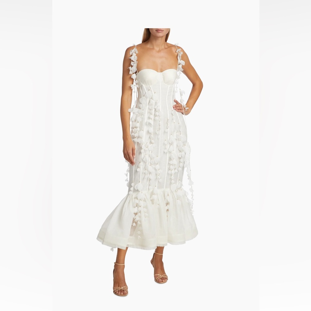 BRAND NEW - ZIMMERMANN

Petal Appliqué Linen-Silk Corset Gown